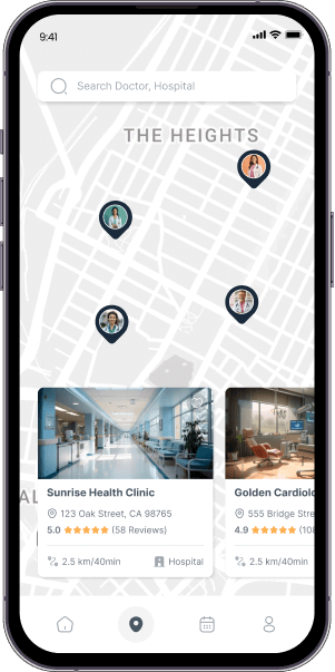 The main picture of the map inside the phone